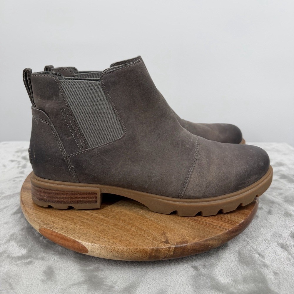 Sorel Emelie III Chelsea Boots Womens 9.5 Waterproof Black Leather Ankle Boot